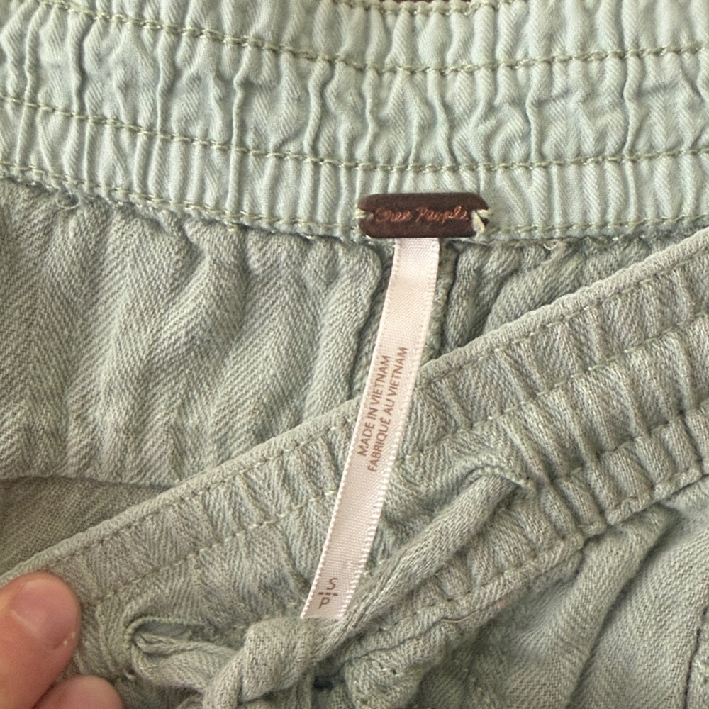 Free People Pale Green Linen & Cotton Pants - Picture 4 of 4